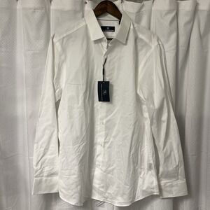 NEW Hart Schaffner Marx Mens Large Long Sleeve Button Up Down Dress Shirt White